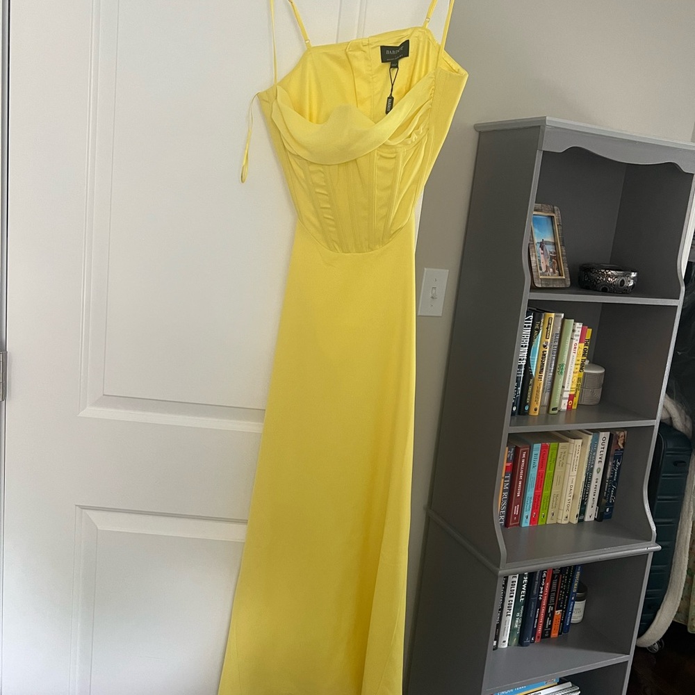Fashion Nova Strapless Yellow Dress